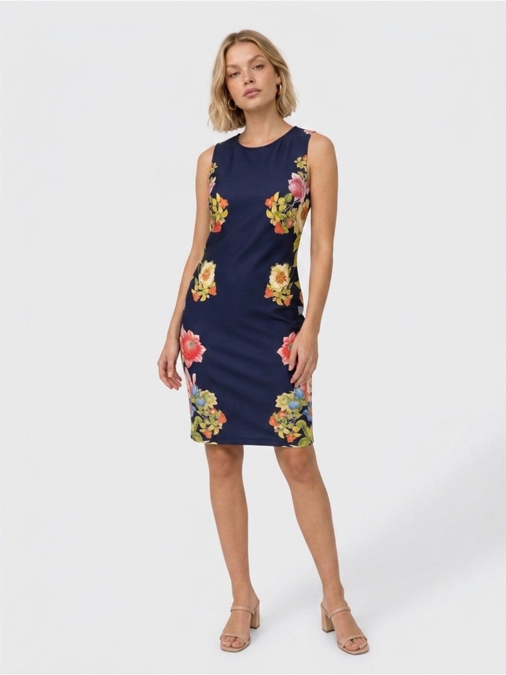 New York & Co.- Navy Floral Sheath Dress - Women's Sleeveless Shift